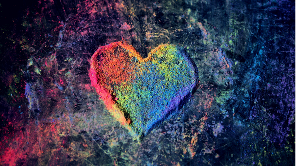 Colorful heart shape drawn with crushed chalk. Image credit: Sharon McCutcheon/Pexels