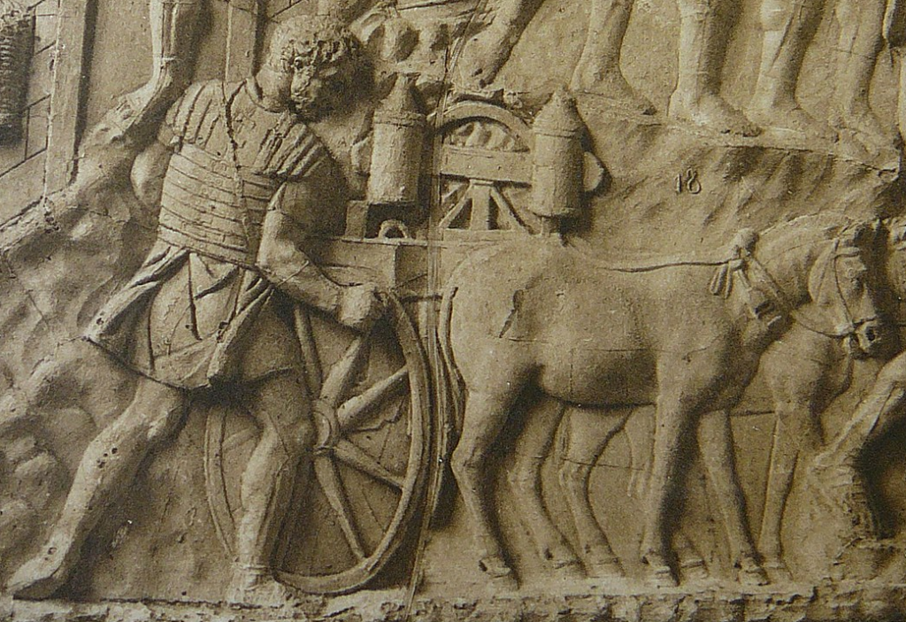 Relief sculpture from Trajan’s Column showing a Roman military scene. Public domain image via Wikipedia