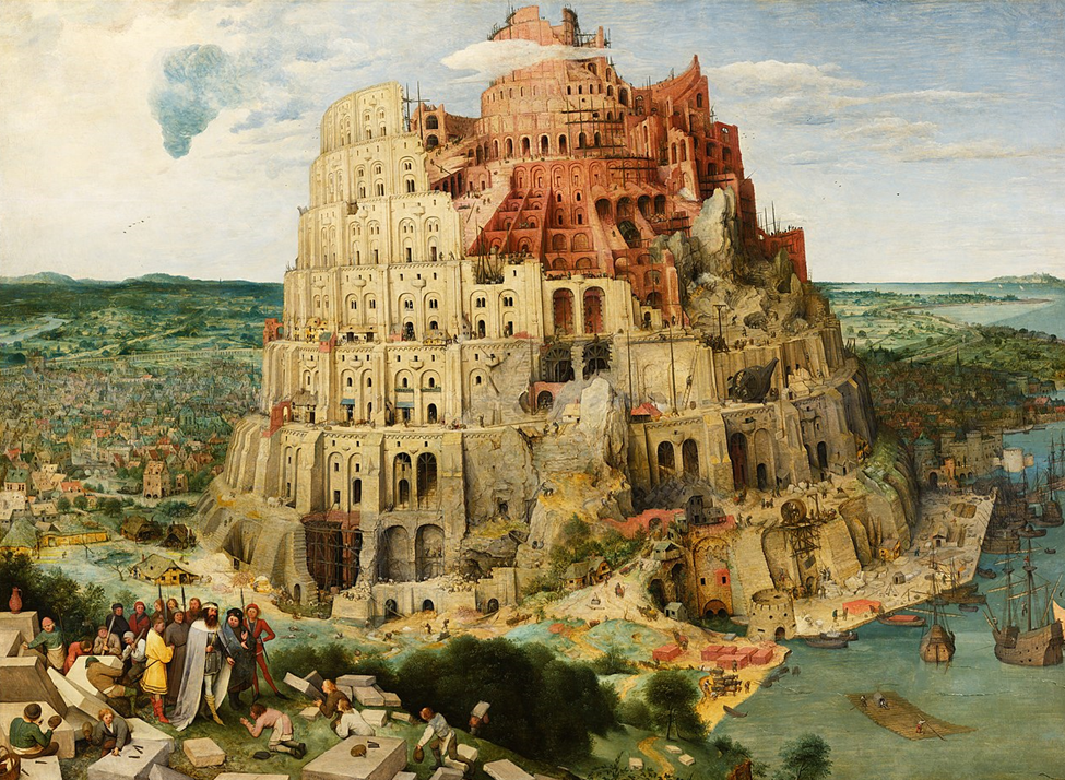 Painting of the tower of Babel by Pieter Breughel the Elder, c 1563. Image via Wikimedia Commons/Google Art Project