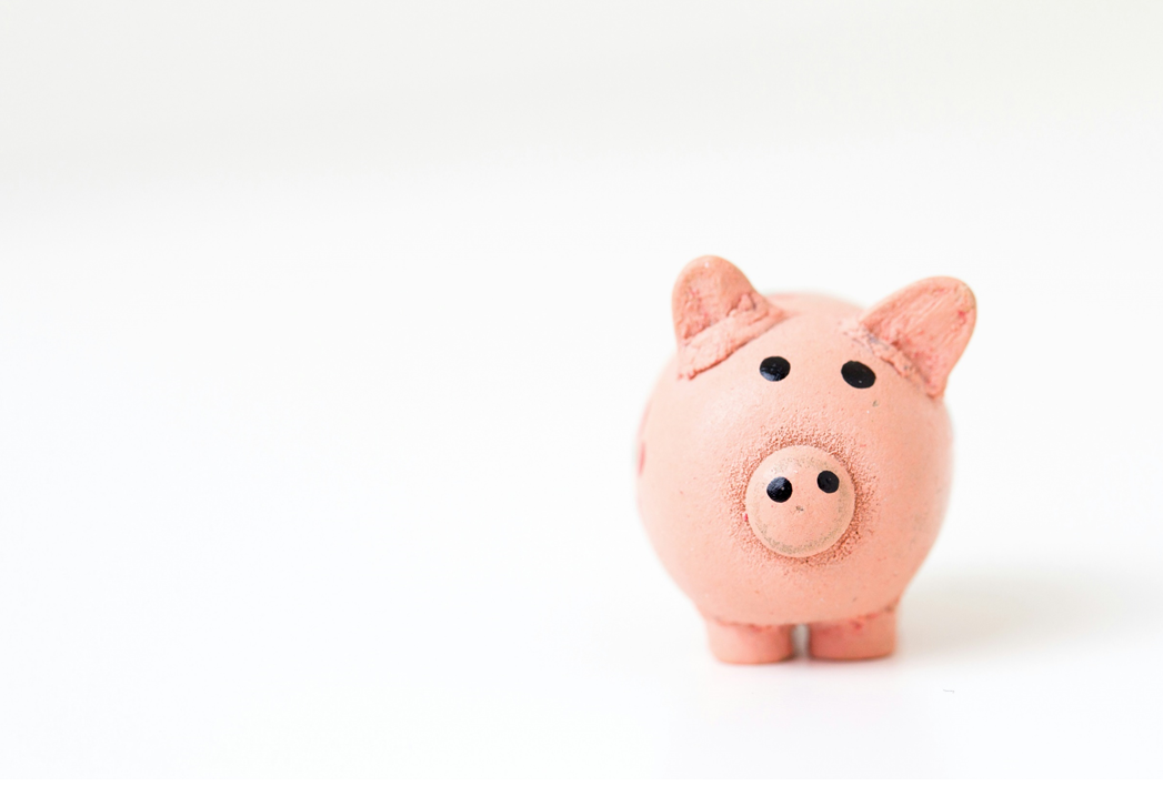 Picture of a ceramic piggy bank, positioned face-on to the camera, against a white background. Image credit: Fabian Bank/Unsplash