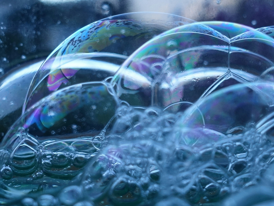 Closeup photograph of soap bubbles. Image credit: Daniele Levis Pelusi/Unsplash